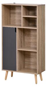 HOMCOM Freestanding Storage Cabinet w/ Wood Legs 5 Compartments Cupboard Home Office Organisation Stylish Bedroom Hallway Furniture - Grey