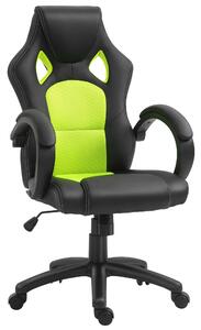 HOMCOM High-Back Gaming Chair Swivel Home Office Computer Racing Gamer Desk Chair Faux Leather with Wheels, Black Green