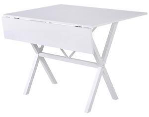 HOMCOM Dining Table Drop Leaf Metal Frame MDF Top Folding Expandable 6 Person White