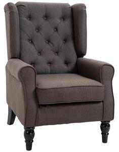 HOMCOM Wood Fabric Accent Armchair Home Furniture Retro Tufted Club Brown