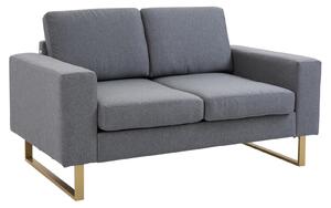 HOMCOM Modern Double 2 Seat Sofa Compact Loveseat Couch Padded Linen Upholstery Steel Leg Grey