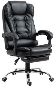 HOMCOM Executive PU Leather High Back Recliner Swivel Office Chair with Retractable Footrest (Black)