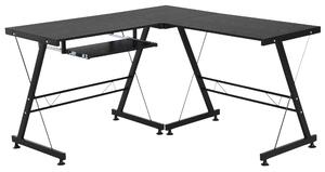 HOMCOM Office Gaming Desk L Shape Straight Corner Table Computer Work Station Laminated Sturdy w/ Keyboard Tray Black