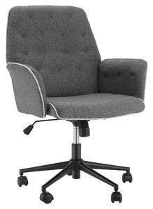 HOMCOM Linen Office Swivel Chair Mid Back Computer Desk Chair with Adjustable Seat, Arm - Grey