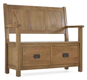 Zelah Oak Monks Bench with Storage | Roseland Furniture