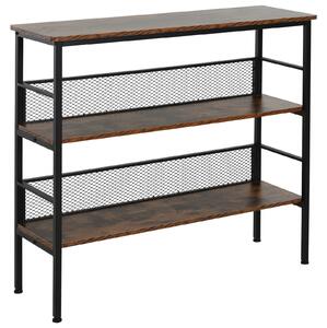 HOMCOM Corner Chic: 3-Tier Adjustable Shelf Unit with Back Panels, Smooth Surface for Home Office, Black/Brown