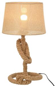 HOMCOM Rope-Base Table Lamp, Nautical Style with Fabric Shade, Metal Frame & Power Switch, Unique Lighting for Bedroom, Living Room, Study, Beige