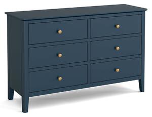 Stirling Blue Scandi 3 over 3 Chest of 6 Drawers, Painted Pine Wood | Roseland Furniture