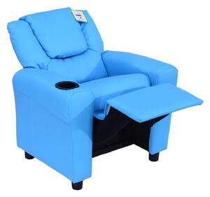 HOMCOM Childrens Recliner Armchair W/ Cup Holder-Blue