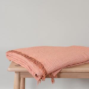Terracotta Crinkle Cotton Throw Blanket - Small / Orange / Cotton