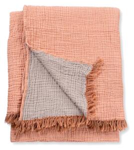 Terracotta Crinkle Cotton Throw Blanket - Small / Orange / Cotton