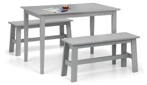 Kobe Rectangular Dining Table with 2 Benches, Grey Grey