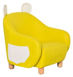 HOMCOM Cute Animal Kids Sofa Chair with Storage bags PU Leather Upholstered Single Sofa Couch for Kids Toddlers for Children's Room Bedroom, Yellow