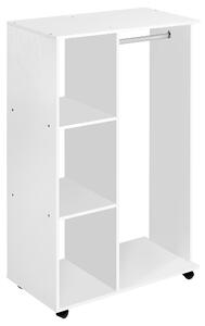 HOMCOM Open Wardrobe with Hanging Rail and Storage Shelves w/Wheels Bedroom-White
