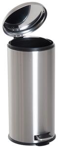 HOMCOM Foot Pedal Bin, 30L Stainless Steel Metal Waste Rubbish Bin with Lid, Kitchen Garbage Can, Silver
