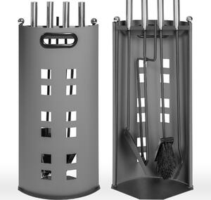 Tectake 400592 fireplace accessories set - grey