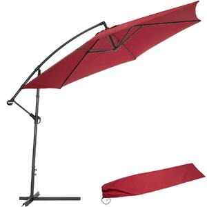 Tectake 400625 cantilever parasol 350cm with protective sleeve - red
