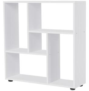 HOMCOM 5 Units Storage Shelf Bookcase Home Display Square Frame w/ Melamine Surface Foot Pads Living Room Bedroom Furniture White