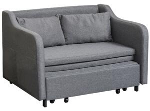 HOMCOM Two Seater Fabric Sofa Bed Convertible Loveseat Couch Sleeper Lounge with Storage for Living Room, Grey
