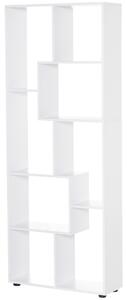 HOMCOM 8-Tier Freestanding Bookcase w/ Melamine Surface Anti-Tipping Foot Pads Home Display Storage Grid Stand Modern Style - White