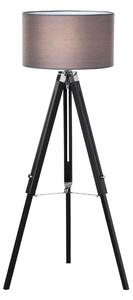 HOMCOM Modern Tripod Stand Floor Land Lamp with Wood Leg Adjustable Height Fabric Lampshade for Living Room, Bedroom, Office, Grey and Black