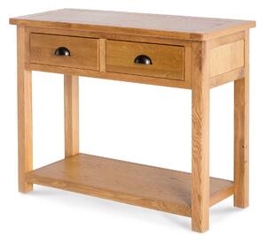 Roseland Oak Hall Table, Two Drawers | Console with Waxed Finish