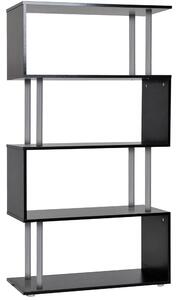 HOMCOM Wooden S Shape Bookcase Bookshelf Dividers Storage Display Unit Black