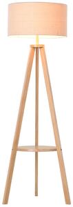 HOMCOM Free Standing Floor Lamp, 50Lx50Wx154H cm-Beige/Natural Wood Colour