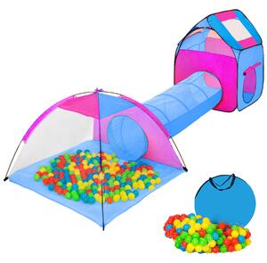 401233 large play tent with tunnel + 200 balls for kids - blue