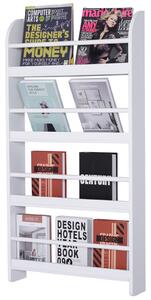 HOMCOM Wood Wall/Standing Magazine Holders Book Rack Shelf 4 Tiers Space Saving Design Water Resist Home Office Decoration