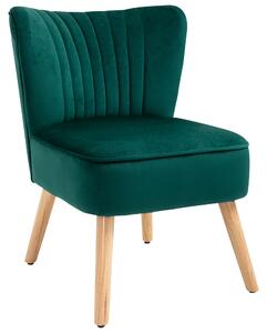 HOMCOM Velvet Accent Chair Occasional Tub Seat Padding Curved Back with Wood Frame Legs Home Furniture Green