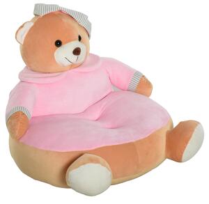 HOMCOM Animal Kids Sofa Chair Cute Pajamas Bear Cartoon Multi-functional with Armrest Flannel PP Cotton 60 x 45 x 45cm Pink