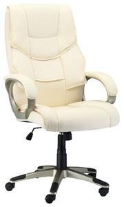 HOMCOM Computer Office Swivel Chair Desk Chair High Back PU Leather Height Adjustable w/ Rocking Function (Cream)