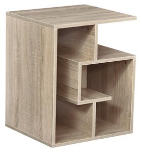 HOMCOM 3 Tier Side Table, Oak Colour End Table with Open Storage Shelves, Living Room Coffee Table Organiser Unit