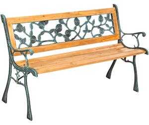 401424 garden bench marina made of wood and cast iron - brown
