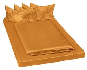 401394 satin sheets bedding set 200x150cm 6 pcs - brown