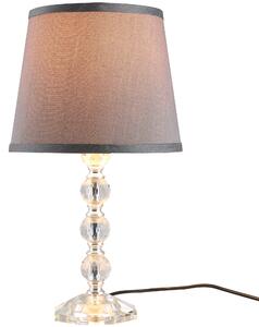 HOMCOM Elegant Table Lamp with Crystallite Glass & Fabric Shade, Reflective Bedroom Lighting, Silver