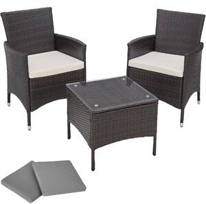 Tectake 401471 rattan garden furniture set athens 2 chairs + table - brown