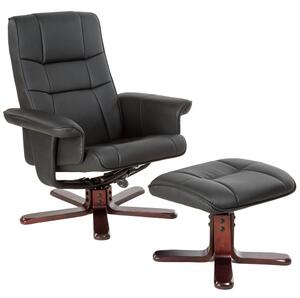 Tectake 401438 tv armchair with stool model 1 - black/brown