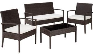 Tectake 401482 rattan garden furniture set sparta 3+1 - black/brown