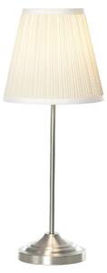 HOMCOM Modern Table Lamp with Pleated Fabric Lampshade and Metal Base, Home Lighting for Living Room, Bedroom, Office, White and Silver