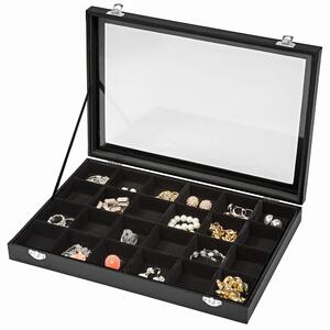 Tectake 401535 jewellery box with 24 storage compartments - black