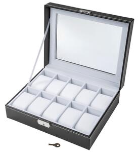 Tectake 401536 watch box incl. key 10 compartments - white