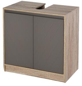 HOMCOM Under Sink Storage Cabinet Floor Standing Cupboard w/ Adjustable Shelf Bathroom Cabinet 2 Doors Versatile Style Grey