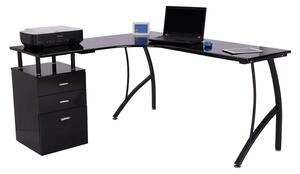 HOMCOM Corner Computer Desk Home Office L-Shaped Study PC Table Furniture Writing Workstation (Black)