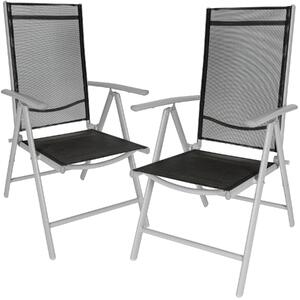 Tectake 401631 2 aluminium garden chairs - black/silver