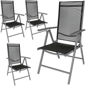 Tectake 401634 4 aluminium garden chairs - black/anthracite