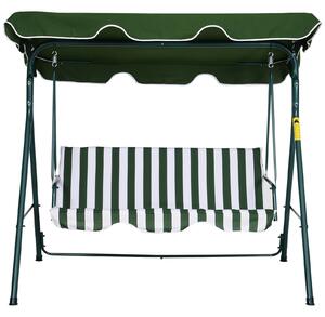Outsunny Steel 3-Seater Swing Chair w/ Adjustable Canopy Green