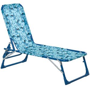 Outsunny Lounge Chair for Kids Recliner Foldable Portable with Adjustable Backrest Outdoor Beach Pool Camping 118 x 40 x 24cm Blue