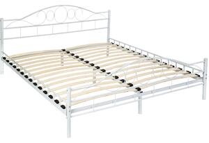 Tectake 401726 metal bed frame art with slatted base - 200 x 180 cm, white